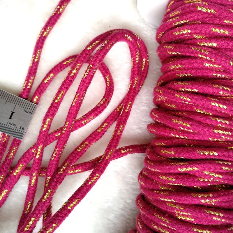 CR003 manufacturer supply metallic yarn fuchsia gold lurex glitter cord for garment accessories