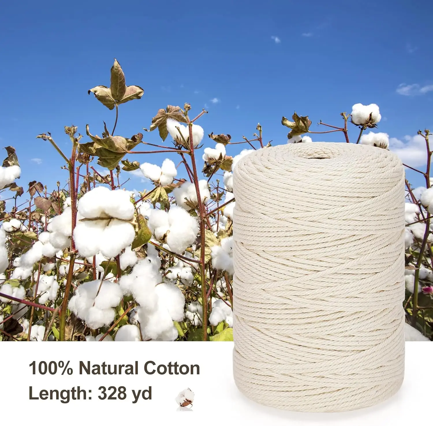 White Braided 4 Ply 2mm 3mm 4mm 5mm 6mm 8mm 10mm Strand Natural macrame white cord