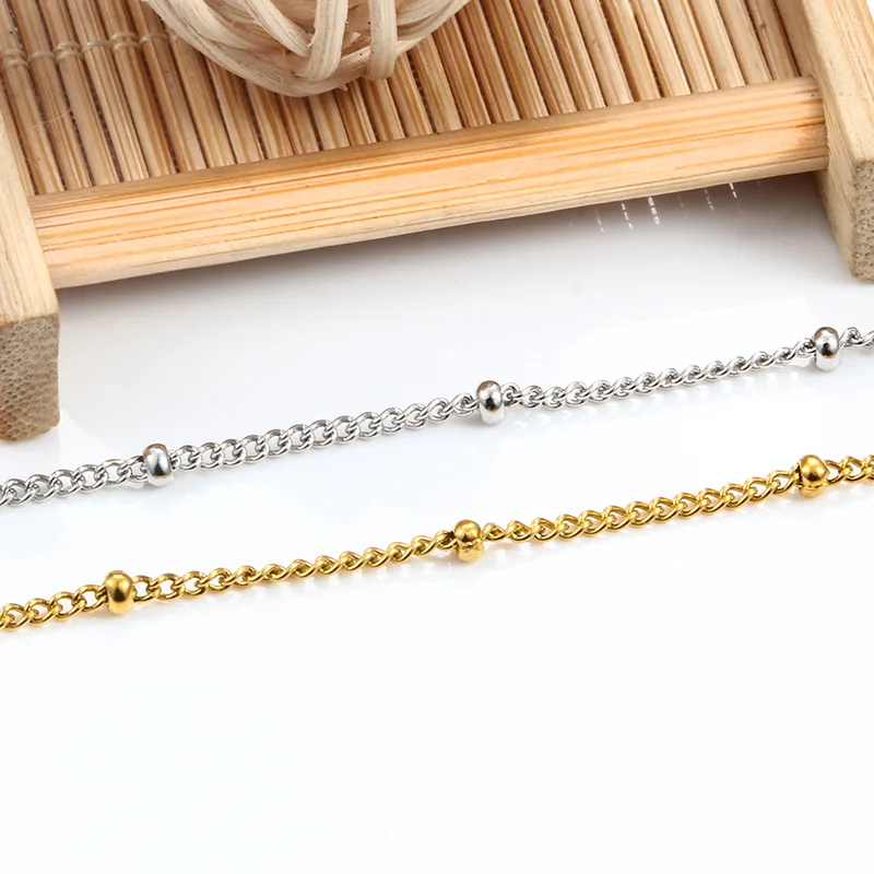 Stainless steel clip bead side chain twist chain  vacuum electroplating DIY accessories necklace bracelet clavicle chain