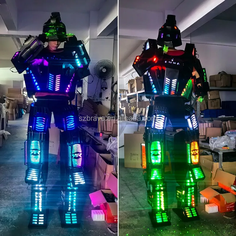 Glowing Robot Costumes LED Light Up Performance Garment Clothing Cosplay Costume Props Adult Clothing Bar Out of Stage
