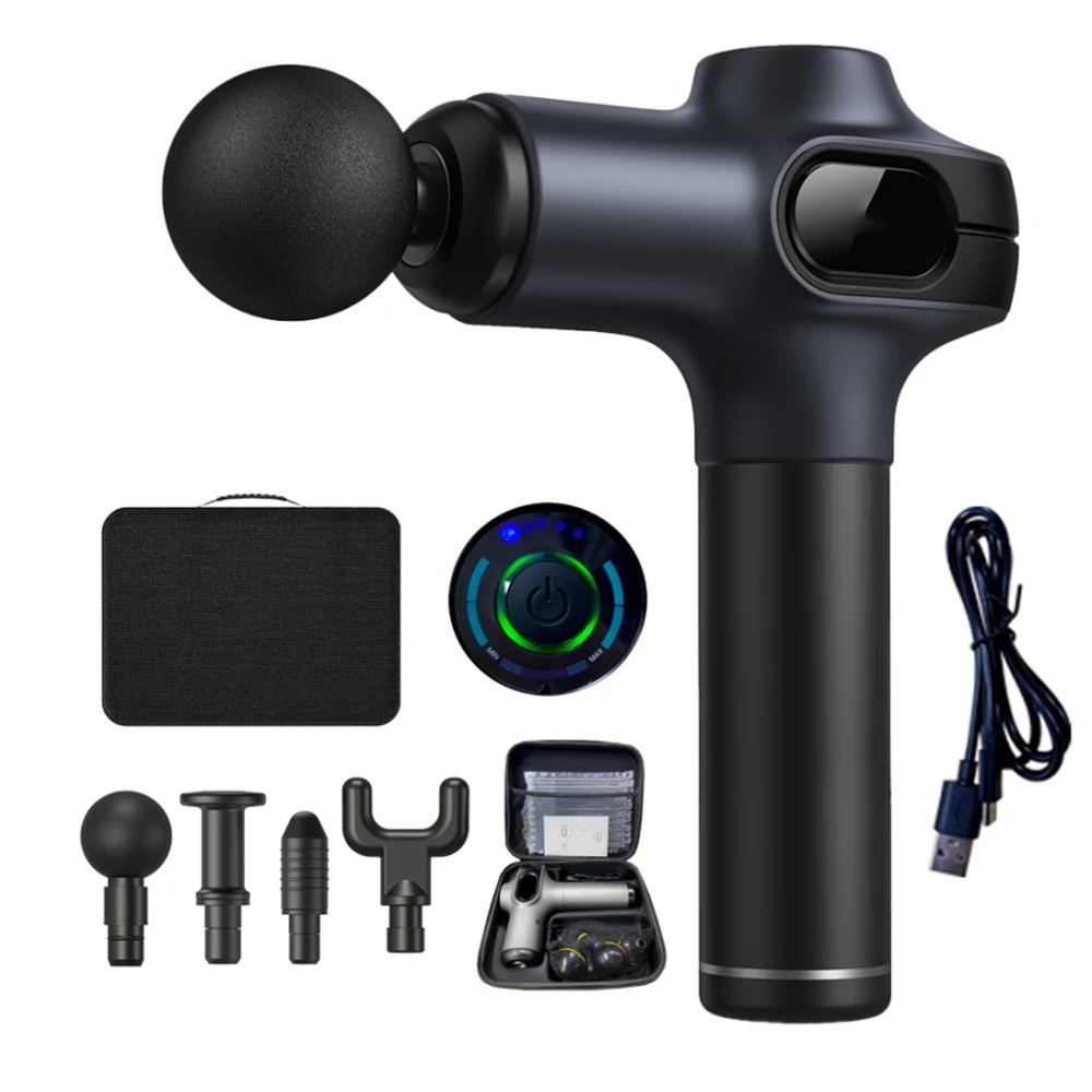 2022 Dropshipping Sports Deep Tissue Body Fascia 5 Speed Lcd Screen Percussion Vibration Fitness Massager Muscle Massage Gun