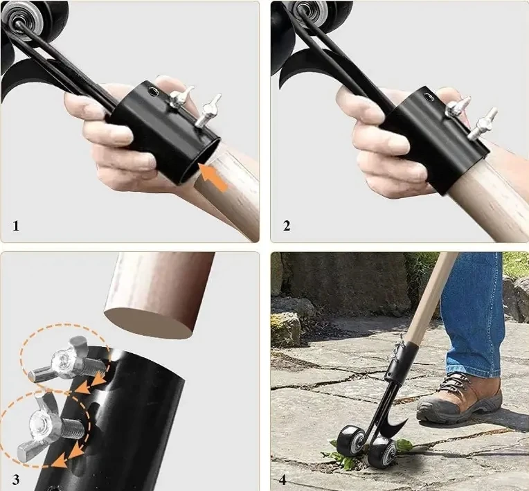 Crevice Weeder Adjustable Roller Bent Hook Push Type No Bend Weeder Gardening Weeding Hook other hand tool