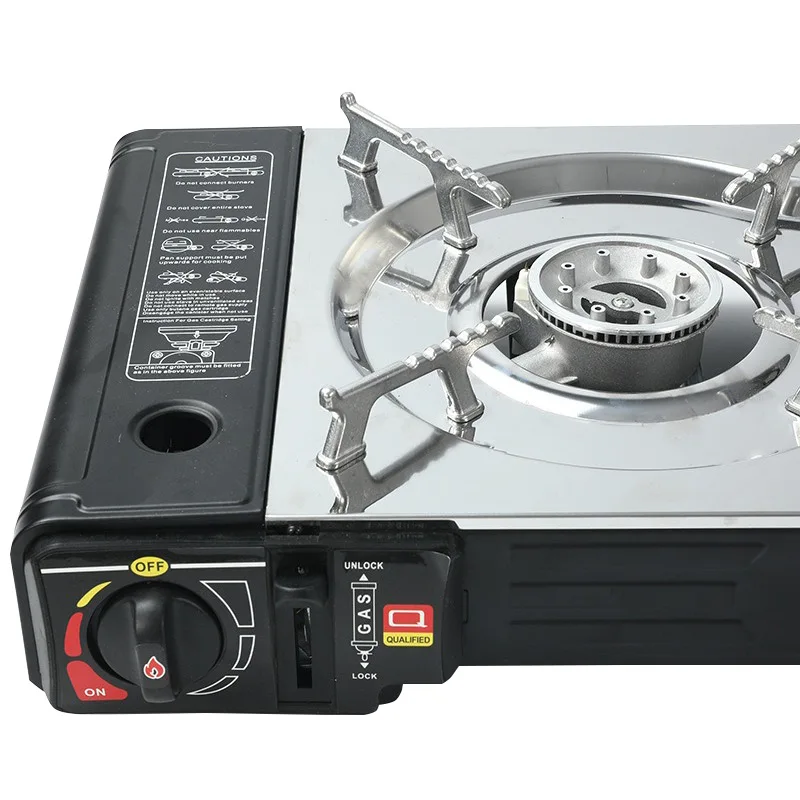 Portable Butane Gas Stove Camping Double Burner Gas Stove with Magnetic Field Dual Head BBQ Grills