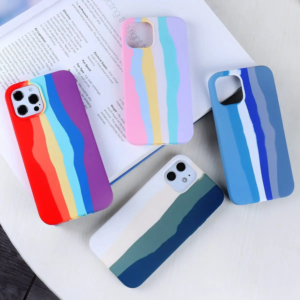 Яркий Радужный жидкий силиконовый приятный на ощупь уникальный ударопрочный защитный чехол для iPhone 12 12 Pro 12 Pro Max