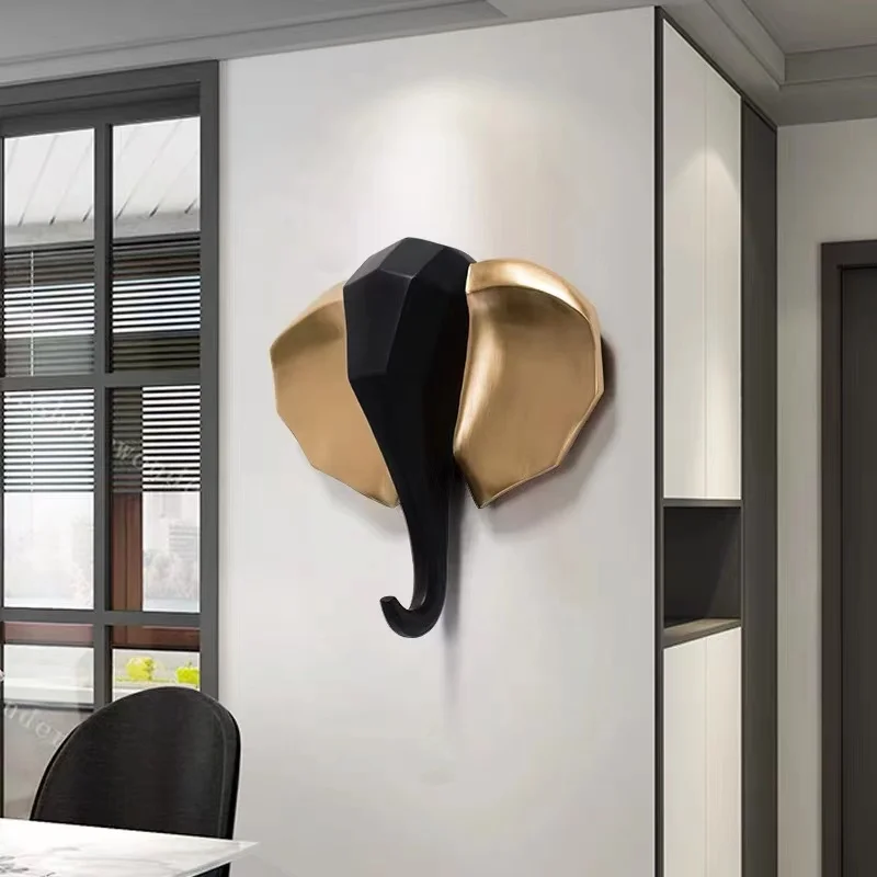 Vincentaa Modern Popular Creative Home Decoration Living Room Background Pendant Elephant Metal Sculpture