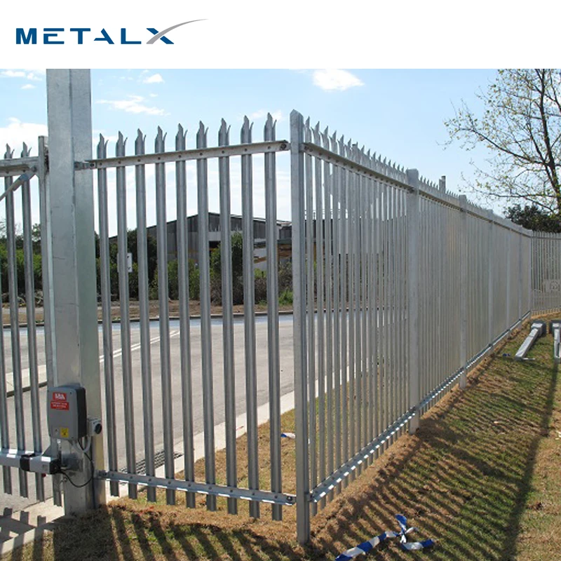 Heavy duty UK market w pale galvanized coated black steel round shape palisade fence