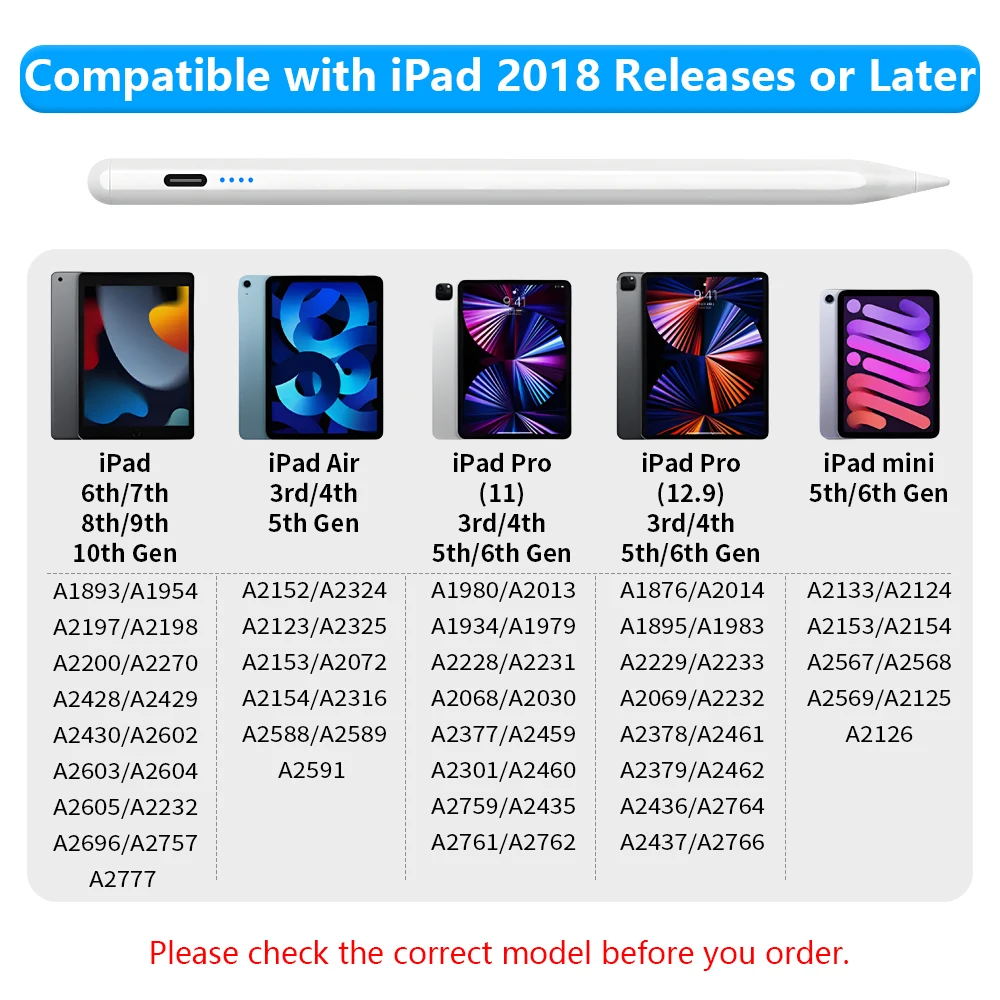 Аксессуары для iPad 2022 2021 2020 2019 2018 Pro карандаш Apple стилус с
