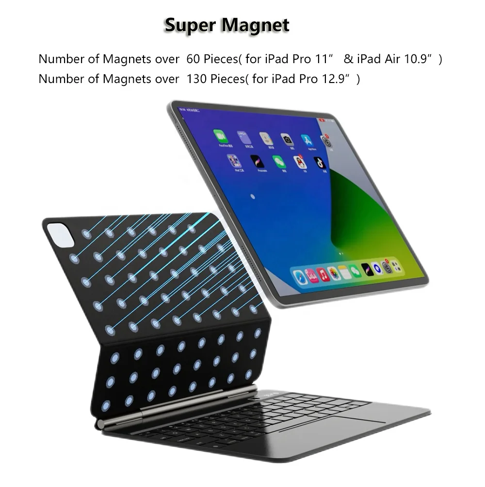 Magic Keyboard Ultra Slim RGB Backlit Multi-Touch Trackpad Magnetic Clasp Keyboard Case for  for iPad Pro 11 iPad Air 5th/4th