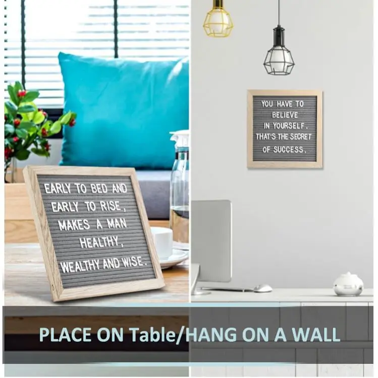 10 * 10 oak gray frame letter support message board announcement Office Wooden felt letter board
