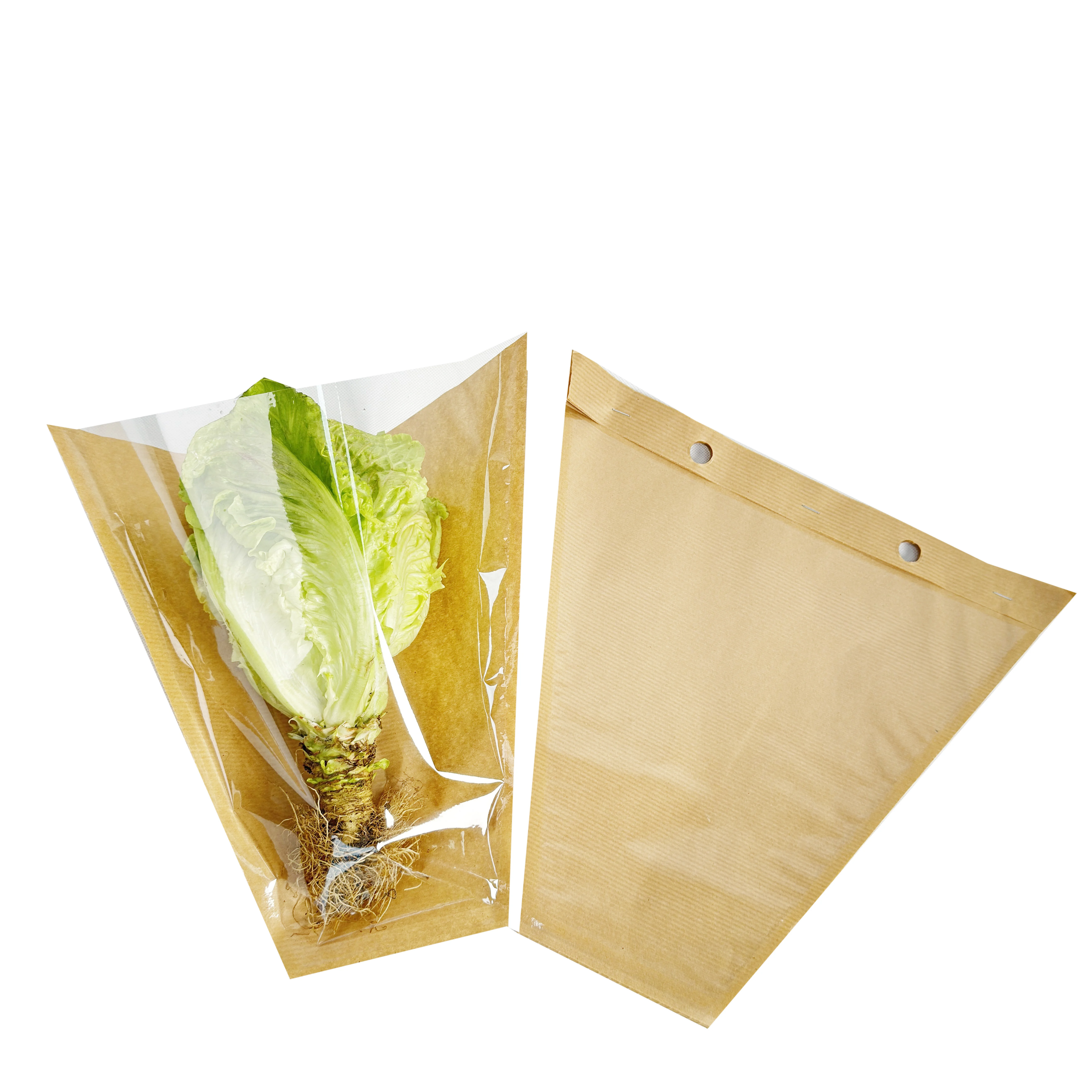 Biodegradable Hydroponics Shrink Bags for Fresh Living Lettuce & Herb Roots Bottom Closure for Agriculture Use