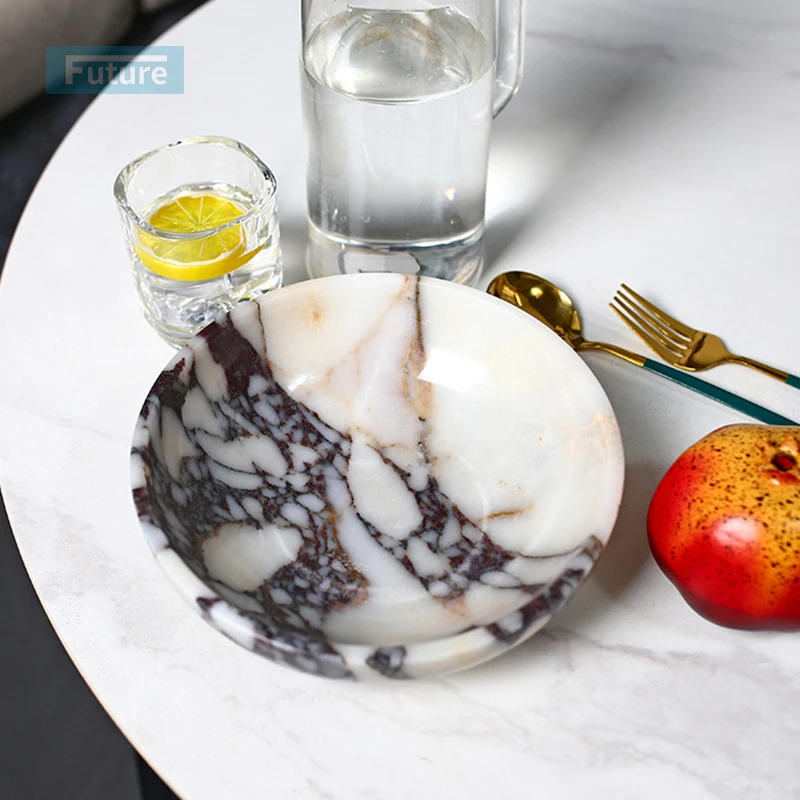 Luxury Marble Decorating Living Room Calacatta Viola Marble Bowl Customized Natural Marble Fruit Bowl For Home Decoration
