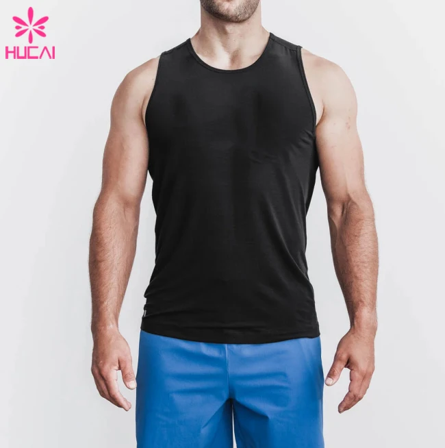 hucai custom OEM cotton oversize acid washed vintage tank top for men