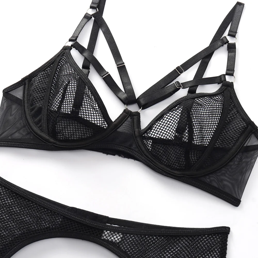 hot girl balconette bralette embroidery heavy 2 piece erotic new lace sexy bra set lingerie erotic underwear women