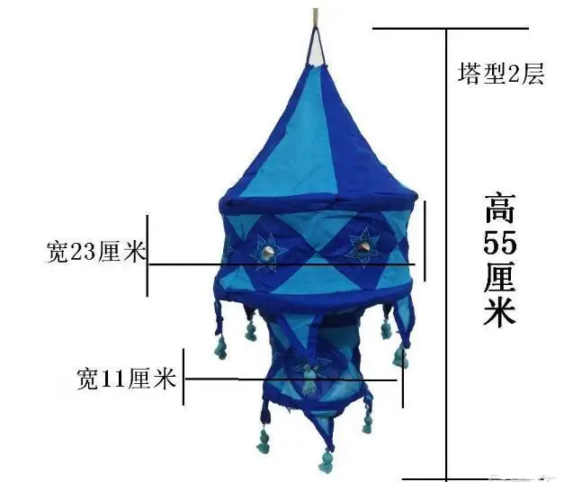 Indian Collapsible Cotton Fabric Lanterns Round Hanging style fabric material