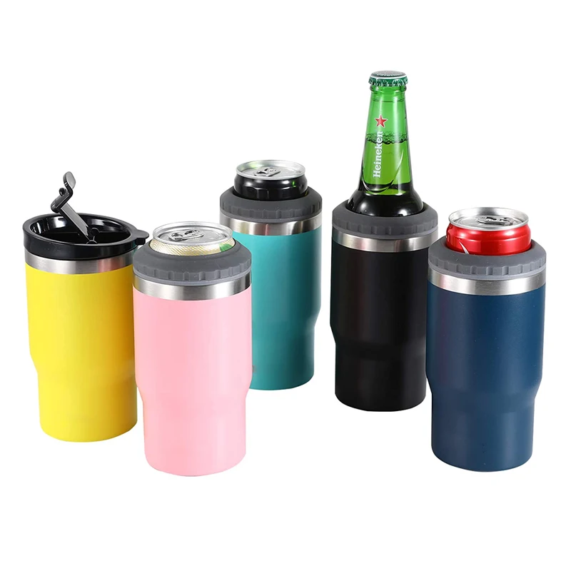 watersy hot selling powder coat 14oz Multi 18/8 stainless steel tumbler custom insulated 4 in 1 can coolers fit 12oz slim cans