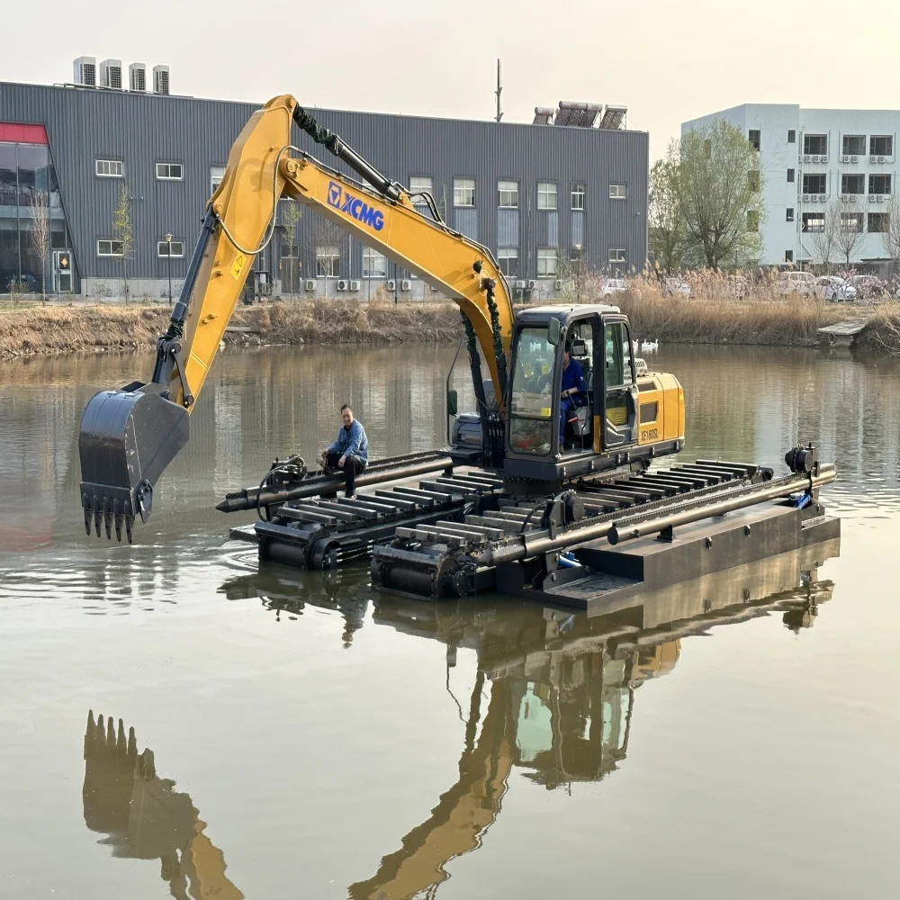 Mini Amphibious floating pontoon for excavator