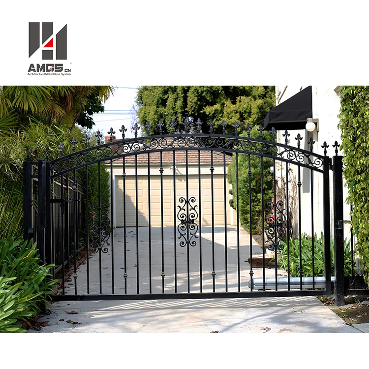 
Paint Powder s Coating Customized Main Door, Decorative External Modern Design House Entrance Wrought Iron Gate 