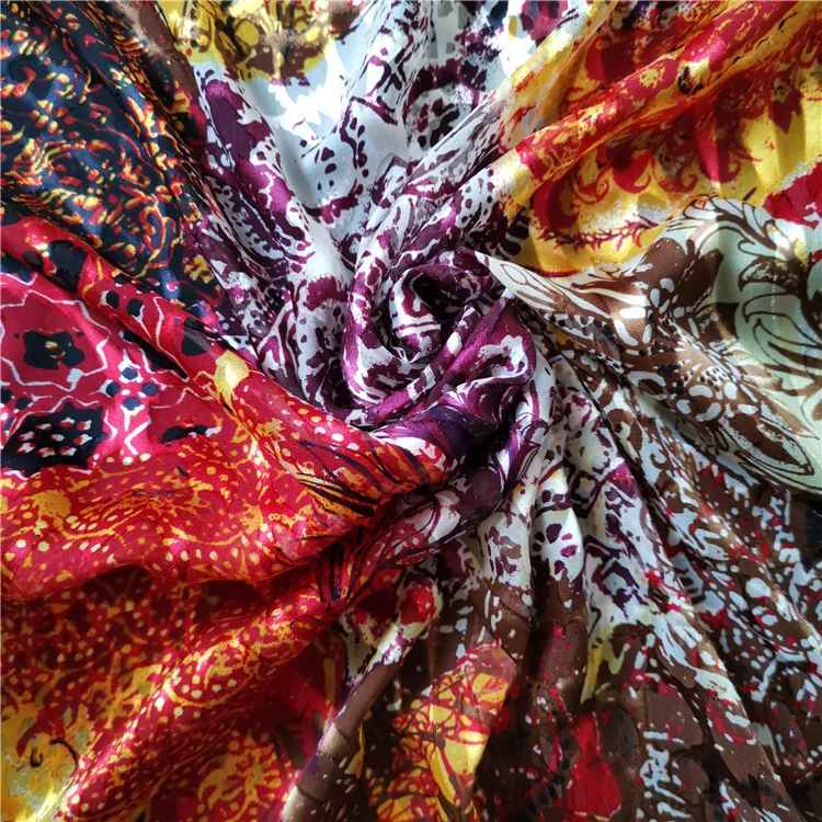 
Italian Burnout Silk Fabric Silk Viscose Blend Fabric Viscose Silk Fabric 