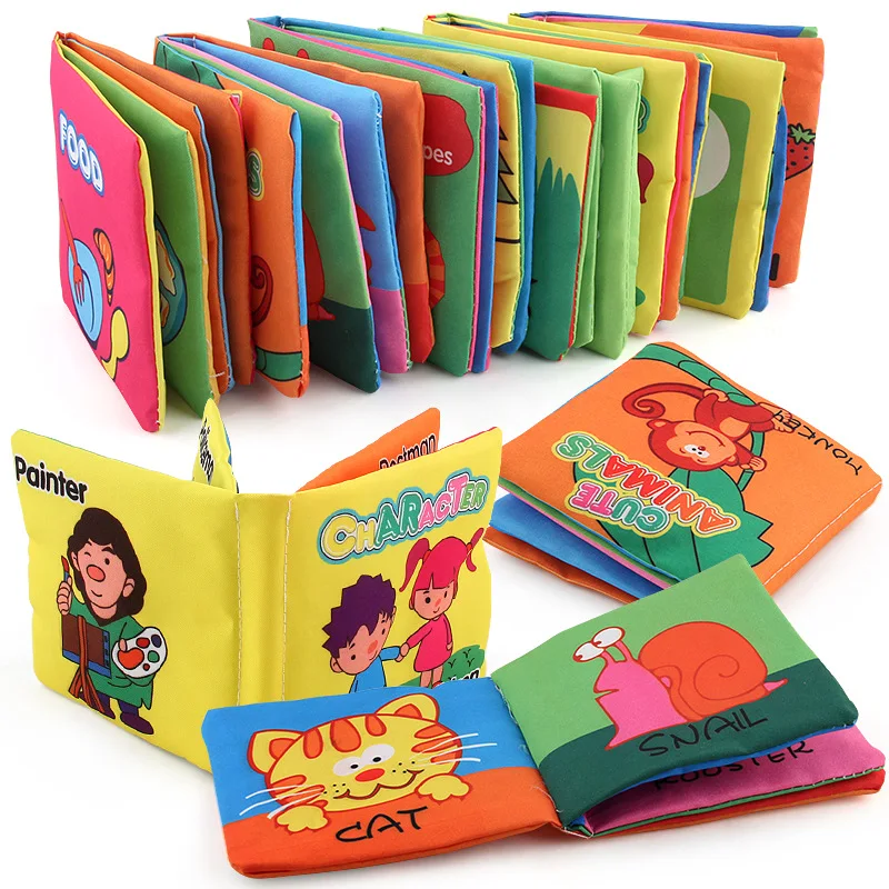 Hot selling new three-dimensional baby cloth book Animal world English palm book cloth book early education cognitive toys