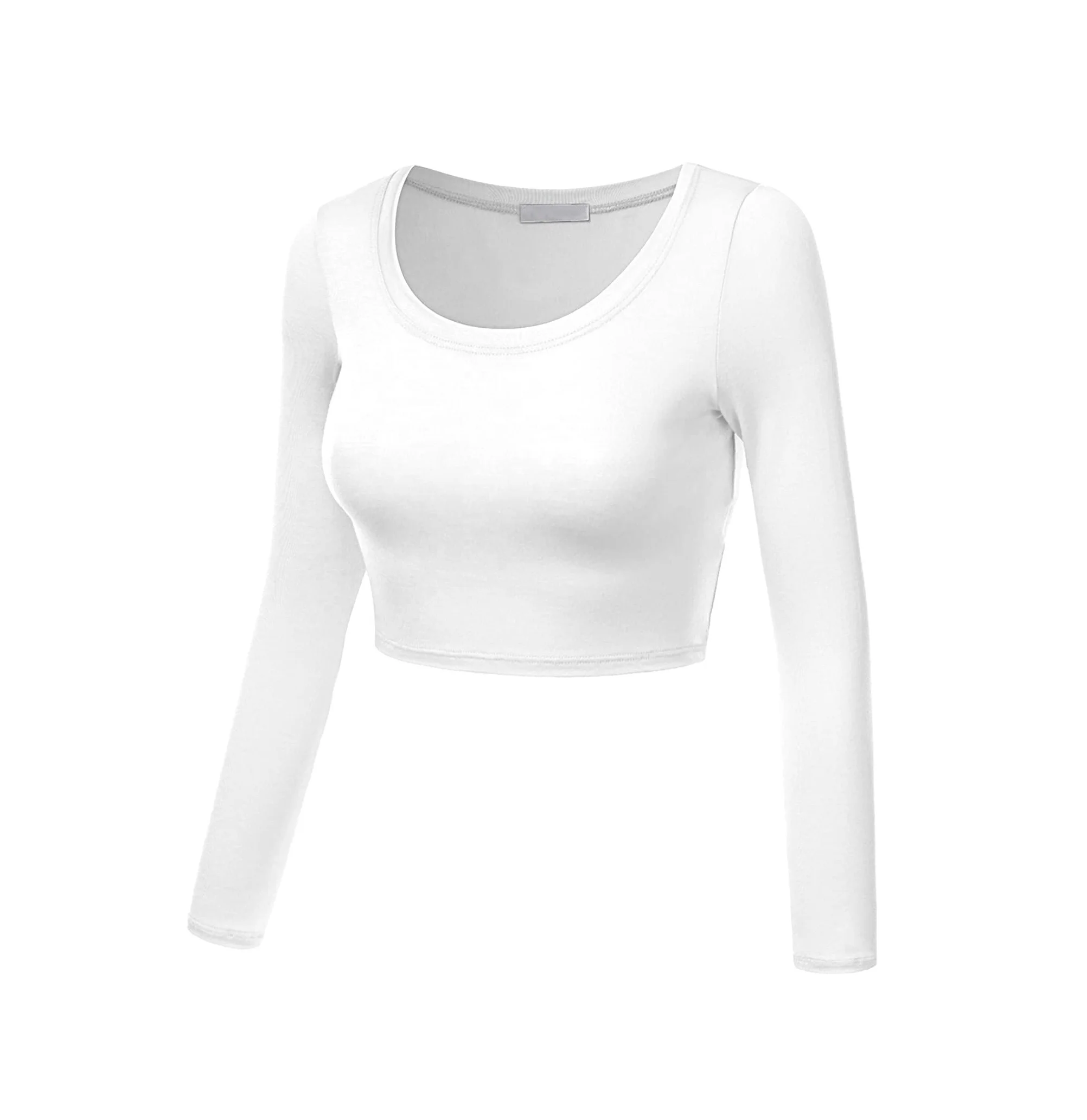Custom fashion women short sleeve white slim fit crop top plain round neck t shirt