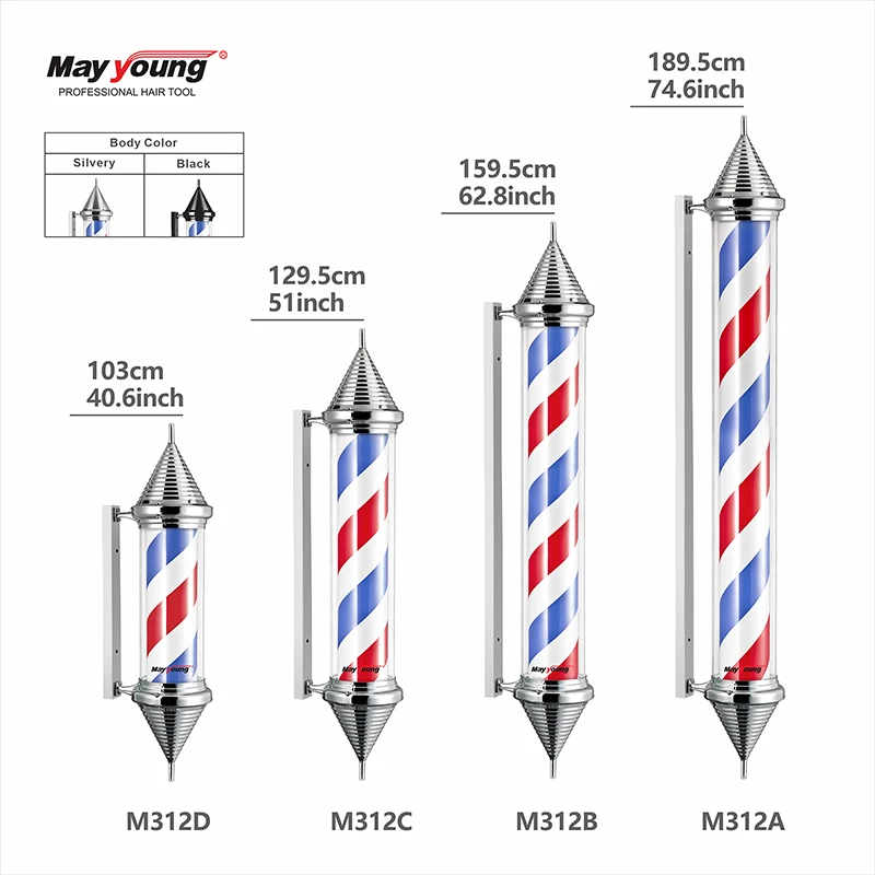M312 Hair salon sign Large spiral shape Rotating barber pole lighting for barber shop