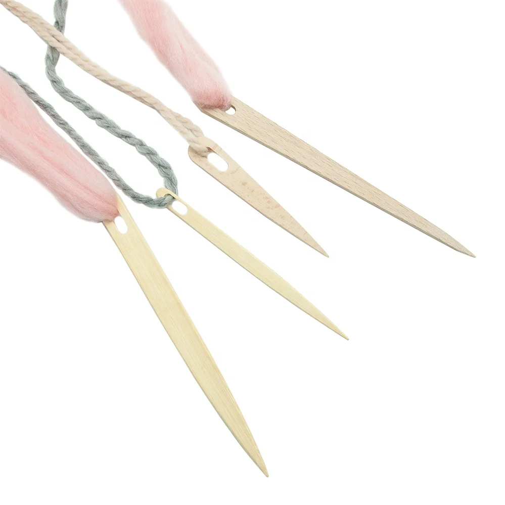 Hand crafted Wooden and Bamboo weaving needles with big eye