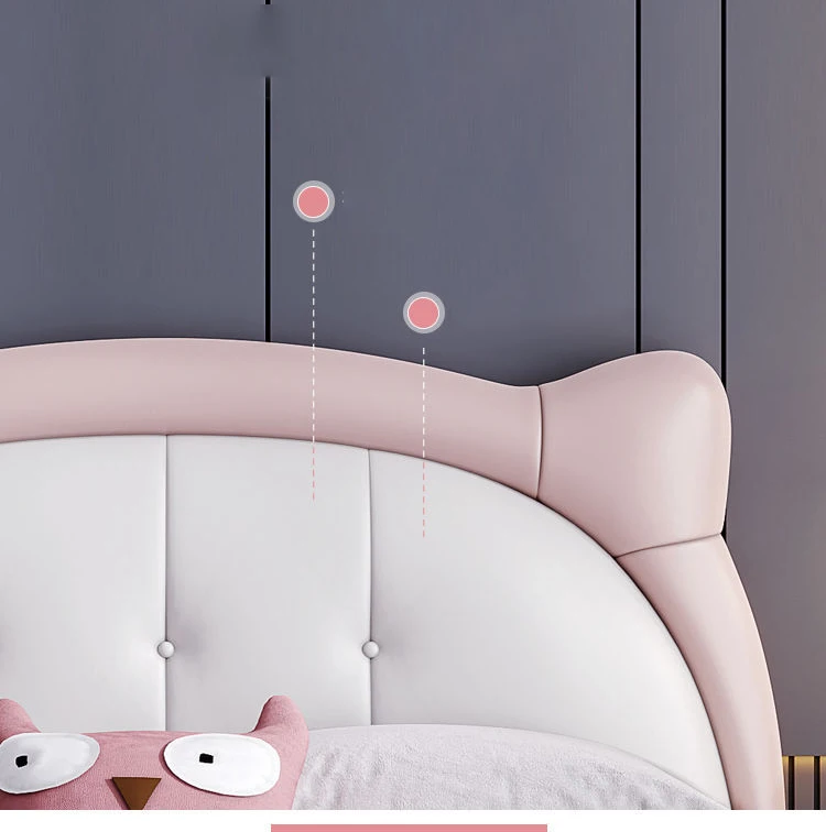 New Fashion Soft Pink Children Baby Bed Single Princess Kids Bed For Girls