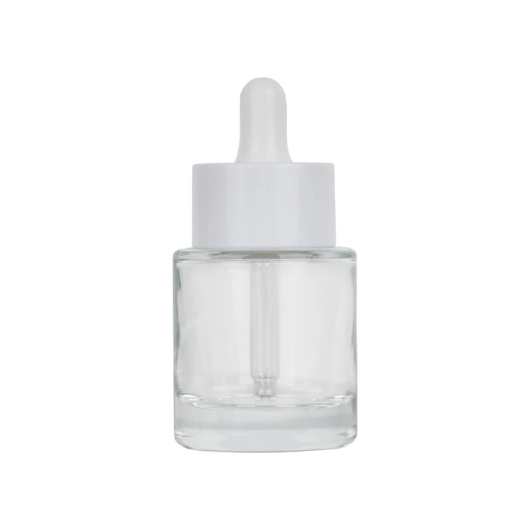 Round cylinder white 30ml  essential oil vial glass bottle thick bottomed glass bottle with dropper