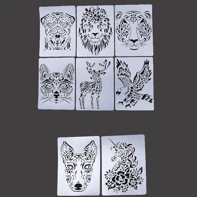 Big size plastic stencil  A4 animals  reusable lion  tiger stencil for DIY painting