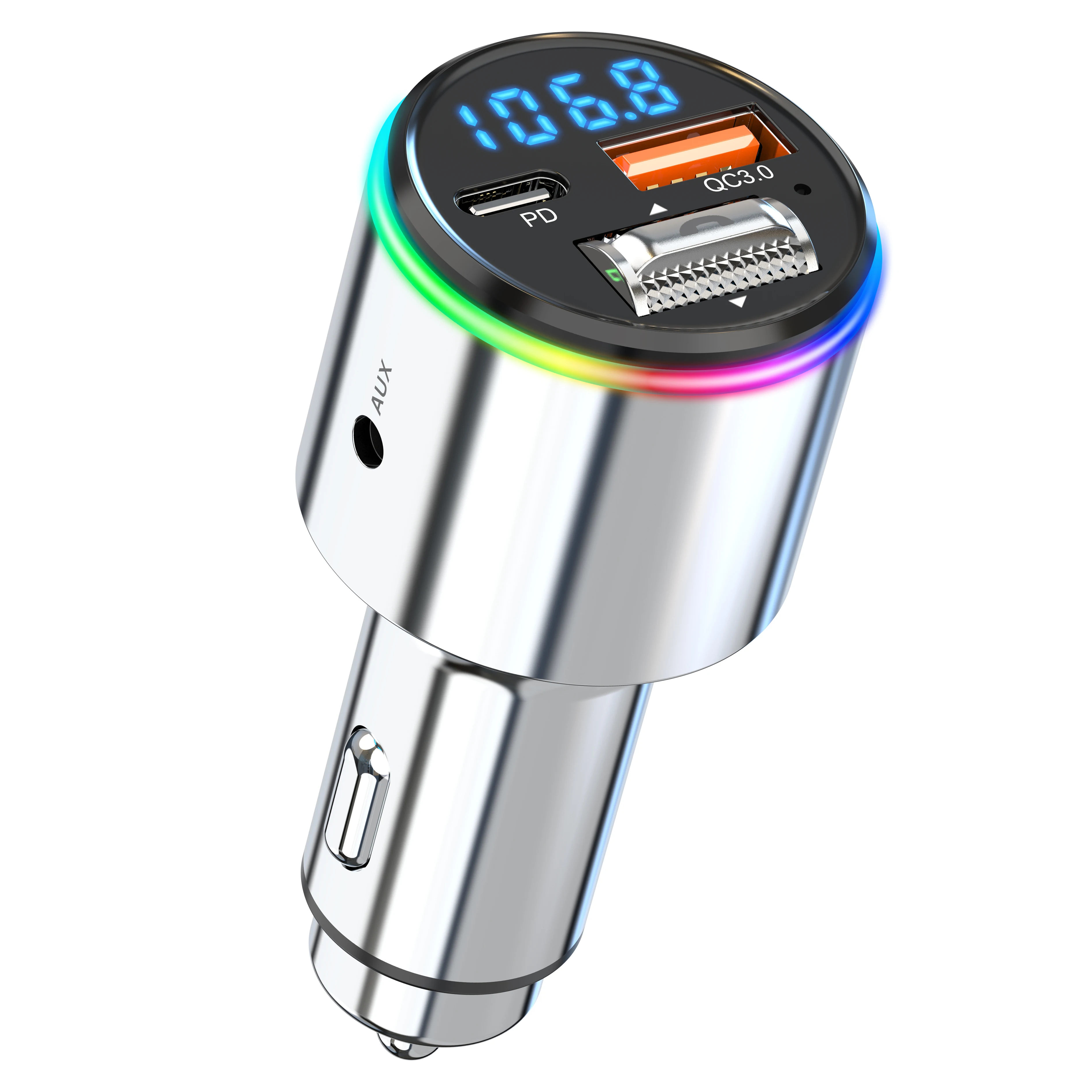 Multi-Function FM Transmitter Car Kit With MP3 Player Wireless Handsfree Style With QC 3.0 Quick Charging
