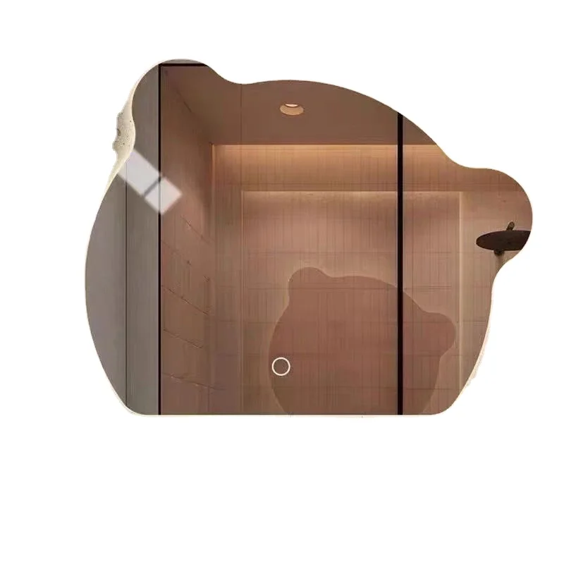 Bear Design Decor Mirror Glass Sheet Modern Customized LED Smart Touch Switch Beauty Shape Shower Bathroom Wall Mirror