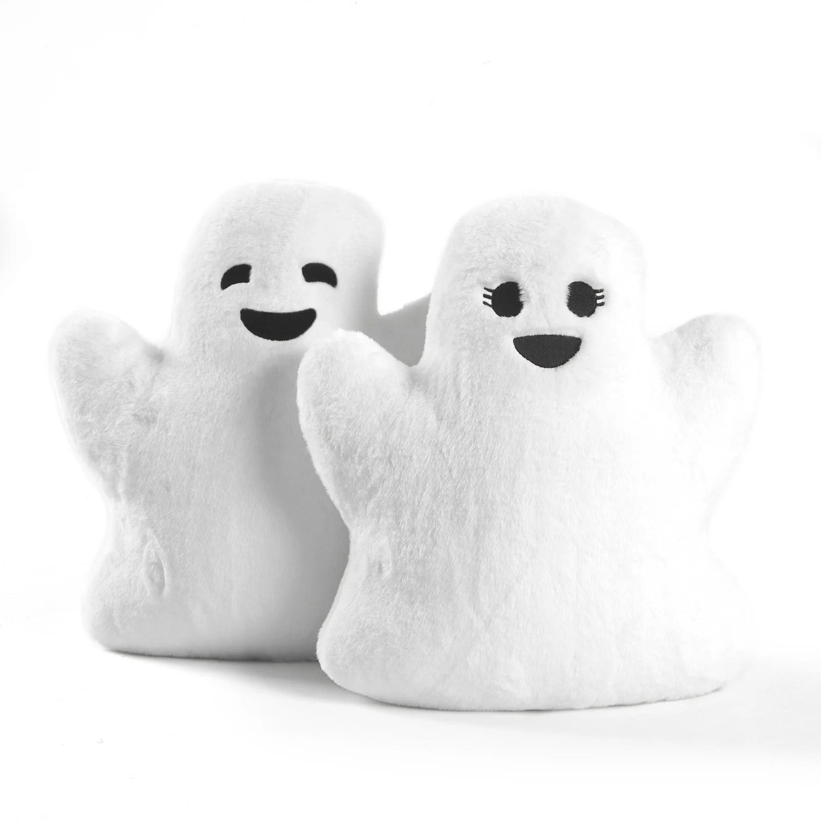 Hot Selling Discount Embroidered Fluffy Faux Fur Ghost Pillows Halloween Decorative Sofa Spooky Cushions