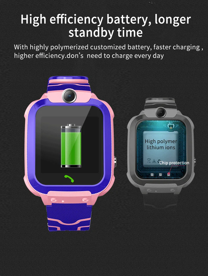 Q12B GPS LBS Tracking Watch Kids CAMERA Waterproof Digital Smartwatch Super-long standby Smart WristWatch  for 3-12 year olds