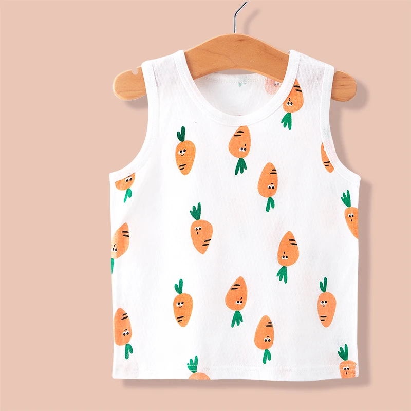 
one piece summer thin section 100% cotton infant knit vest for baby boys girls round neck vest outer wear 