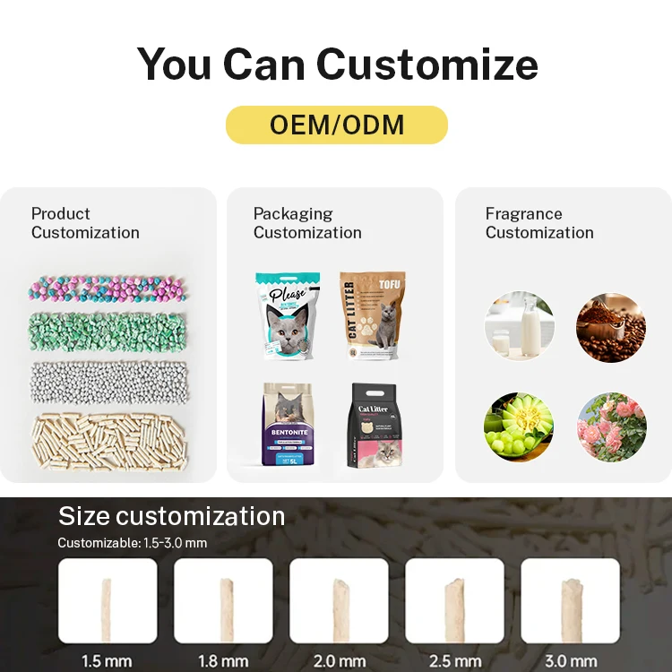 Muawu 100% Natural Cat litter High Quality Organic Corn 1.5 2.0 3.0mm Tofu Plant Soy Cat litter can flush toilet Cat sand