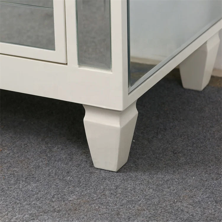 High Quality Modern While Bedside Cabinet Bedroom Custom Furniture Mirrored Night Stands with Drawer Cupboard