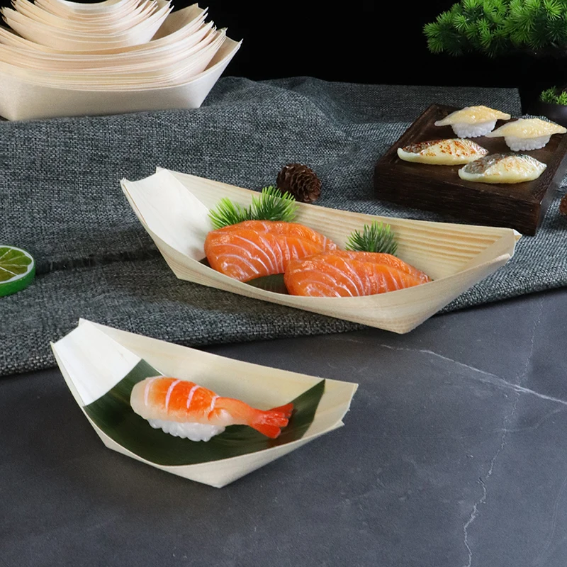 Estick Large Disposable Japanese Restaurant Equipment Boat Cardboard For Traditional Paper Boat Plate For Sushi 0