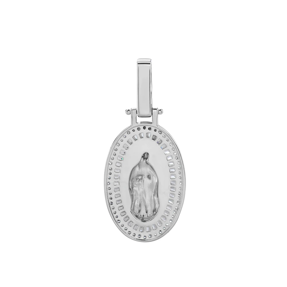 Designer Virgin Mary Necklace Medallion Women Girl Pendant Necklaces Hip Hop Personality Zircon Diamond Religious Jewelry Gift