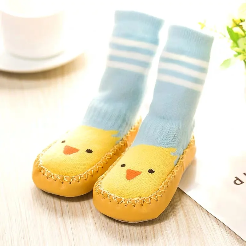 HEPOLILO Baby Jacquard Floor Socks Slippers Leishoes Socks with Rubber Soles Baby Anti-slip Socks