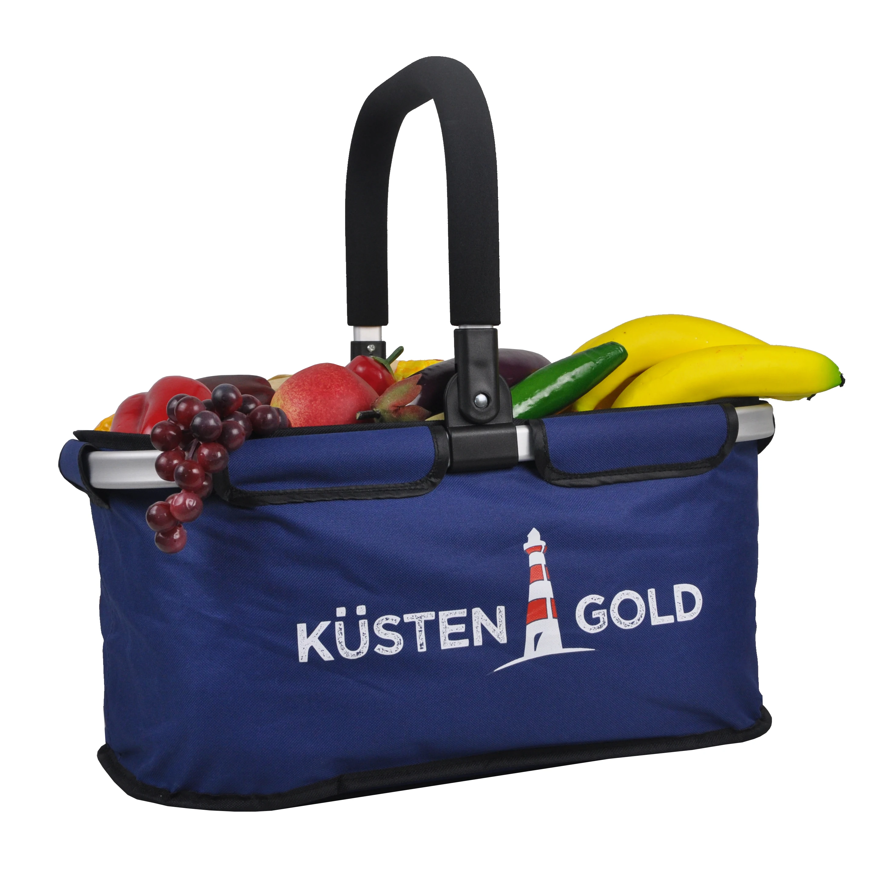 Портативная корзина для покупок для овощей и пикника оптом с прочной алюминиевой рамкой и ручками