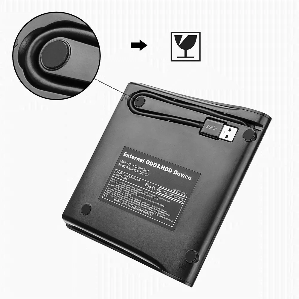 Slim Portable External USB 3.0 CD/DVD +/-RW Burner Drive DVD/CD ROM Rewriter High Speed Data Transfer For Laptop Desktop PC