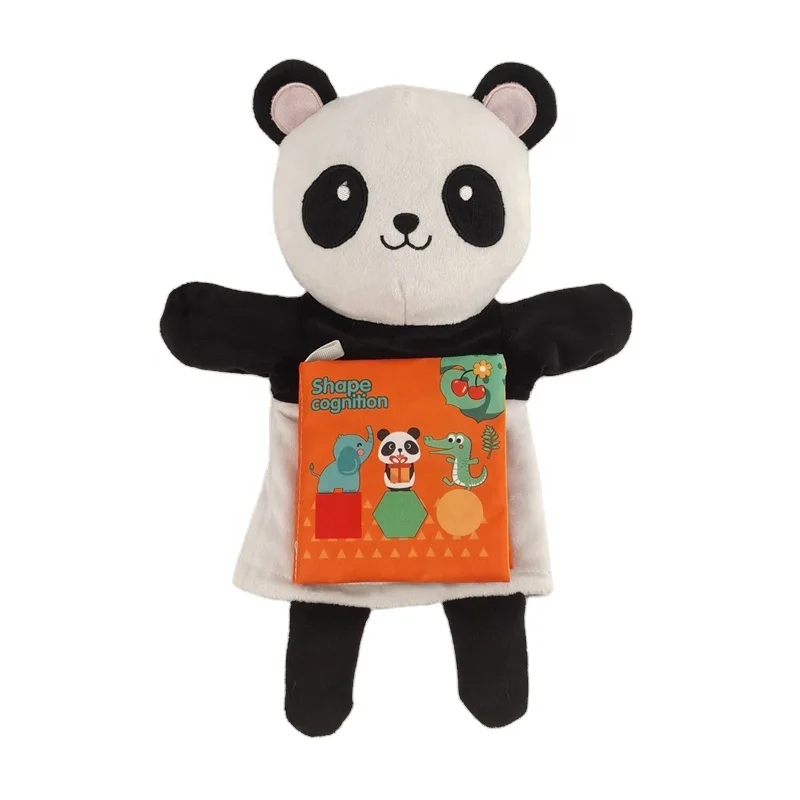 Infant Early Education Cloth Book Cartoon Animal Educational Toys Washable Sensory Baby Fabric Books with Finger Puppets