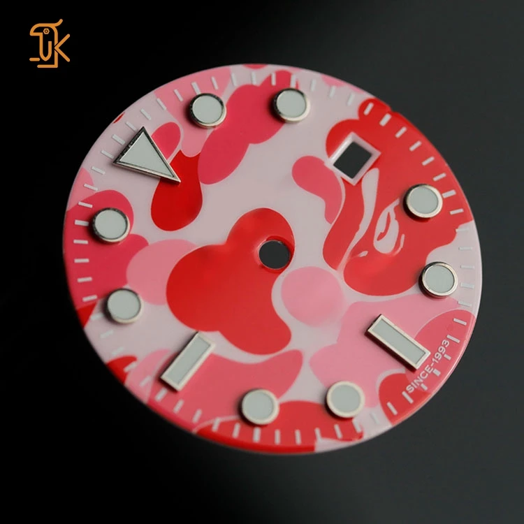 High Quality Custom 28mm round Watch Dial Accessory Durable Copper Brass Metal with Luminous NH35 Logo Premium Case Parts