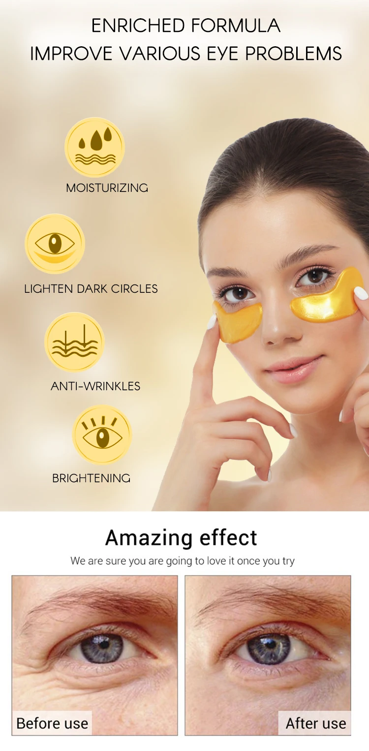Wholesale private label anti-wrinkles improve eye bags nourishing whitening Hyaluronic Acid collagen moisturizing eye patches