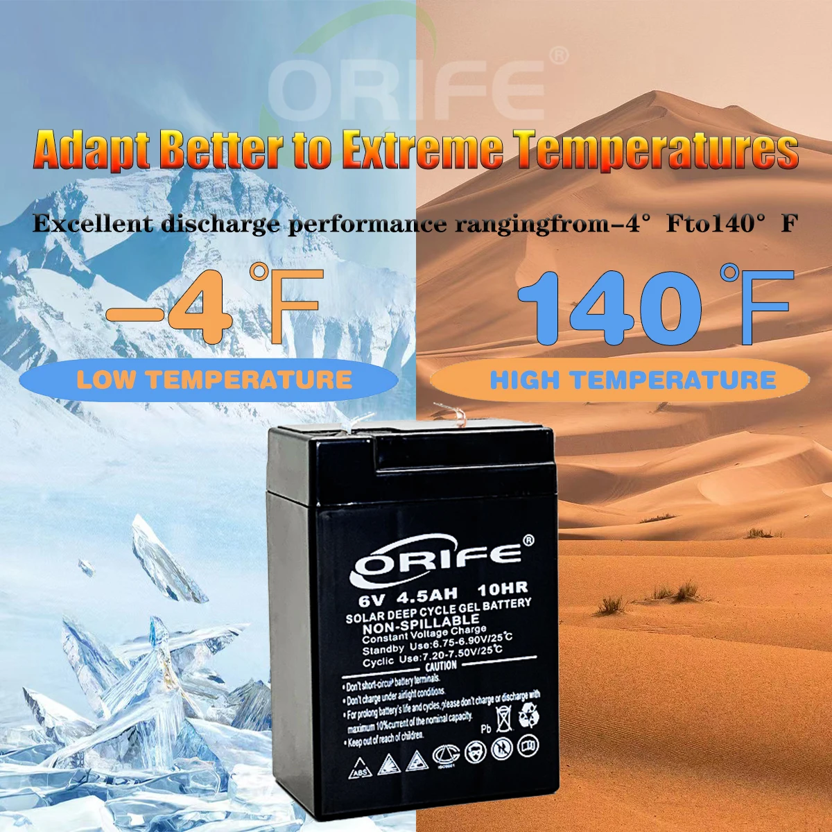 ORIFE custom factory delivery OEM rechargeable sealed lead acid 6v 4.5ah battery