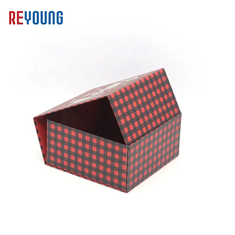 Custom Red And Black Squares Magnetic Book Boxes Packaging Newborn Shoes Gift Box For Sets With Lid