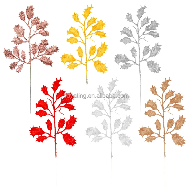 Christmas glitter glitter glitter  lollipop fruit branch gold powder fruit branch Christmas tree decoration cuttings  pin