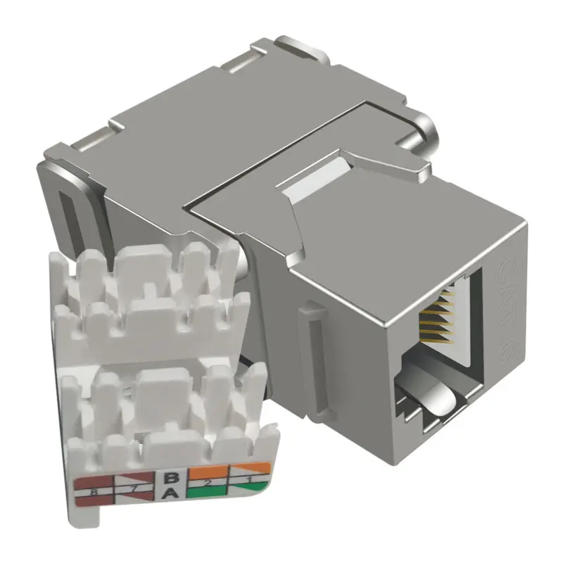 VCOM Cat6 STP Shielded Female Patch Cable RJ45 Connector Network Module Tooless Keystone Jack 180 Degree