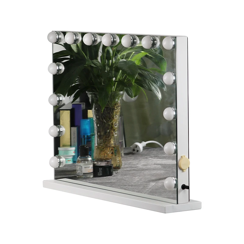 Modern Rectangle Lighted  Make up Mirror Hollywood Style LED Bulbs Vanity Mirror with USB Cable Power Supply