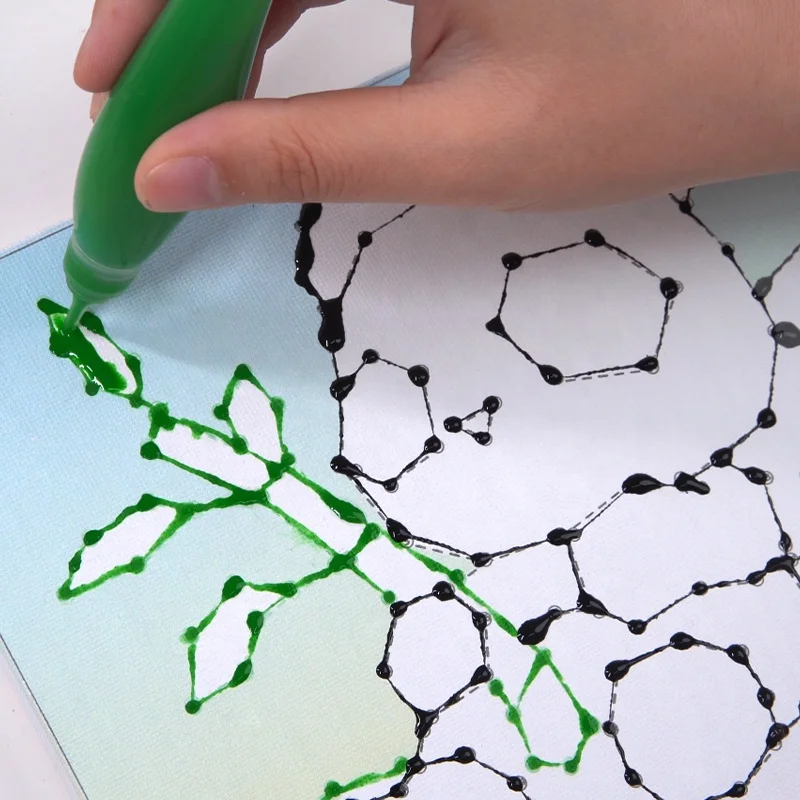 New Arrival  September 2024 DIY Web painting canvas kit 4pk 15ml web paint canvas set with Pearl beads for kids crafts